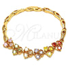 Pulsera Elegante 03.323.0005.07 Oro Laminado, Diseño de Pescado, con Multicolor Zirconia Cubica, Pulido, Tono Dorado (05 MM Thickness, 7 Inches Length)