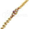 Pulsera Elegante 03.323.0006.08 Oro Laminado, Diseño de Oja, con Multicolor Zirconia Cubica, Pulido, Tono Dorado (08 MM Thickness, 8 Inches Length)
