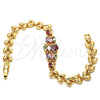 Pulsera Elegante 03.323.0006.08 Oro Laminado, Diseño de Oja, con Multicolor Zirconia Cubica, Pulido, Tono Dorado (08 MM Thickness, 8 Inches Length)