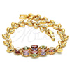Pulsera Elegante 03.323.0006.08 Oro Laminado, Diseño de Oja, con Multicolor Zirconia Cubica, Pulido, Tono Dorado (08 MM Thickness, 8 Inches Length)