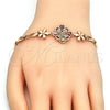 Pulsera Elegante 03.323.0008.08 Oro Laminado, Diseño de Flor y Pescado, con Multicolor Zirconia Cubica, Pulido, Tono Dorado (05 MM Thickness, 8 Inches Length)