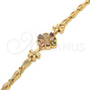 Pulsera Elegante 03.323.0008.08 Oro Laminado, Diseño de Flor y Pescado, con Multicolor Zirconia Cubica, Pulido, Tono Dorado (05 MM Thickness, 8 Inches Length)