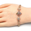 Pulsera Elegante 03.323.0010.08 Oro Laminado, Diseño de Flor, con Multicolor Zirconia Cubica, Pulido, Tono Dorado (06 MM Thickness, 8 Inches Length)