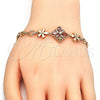 Pulsera Elegante 03.323.0010.08 Oro Laminado, Diseño de Flor, con Multicolor Zirconia Cubica, Pulido, Tono Dorado (06 MM Thickness, 8 Inches Length)