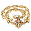 Pulsera Elegante 03.323.0010.08 Oro Laminado, Diseño de Flor, con Multicolor Zirconia Cubica, Pulido, Tono Dorado (06 MM Thickness, 8 Inches Length)