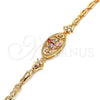 Pulsera Elegante 03.323.0011.07 Oro Laminado, Diseño de Flor y Pescado, con Multicolor Zirconia Cubica, Pulido, Tono Dorado (05 MM Thickness, 7 Inches Length)