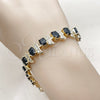 Pulsera Tennis 03.206.0007.12.07 Oro Laminado, con Negro and Blanca Zirconia Cubica, Pulido, Tono Dorado (11 MM Thickness, 7 Inches Length)