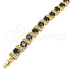 Pulsera Tennis 03.206.0007.12.07 Oro Laminado, con Negro and Blanca Zirconia Cubica, Pulido, Tono Dorado (11 MM Thickness, 7 Inches Length)