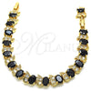 Pulsera Tennis 03.206.0007.12.07 Oro Laminado, con Negro and Blanca Zirconia Cubica, Pulido, Tono Dorado (11 MM Thickness, 7 Inches Length)