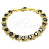 Pulsera Tennis 03.206.0007.12.07 Oro Laminado, con Negro and Blanca Zirconia Cubica, Pulido, Tono Dorado (11 MM Thickness, 7 Inches Length)