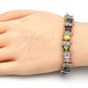 Pulsera Tennis 03.206.0007.13.07 Oro Laminado, con Zirconia Cubica Multicolor, Pulido, Tono Dorado (Grosor 11 MM, 7 Pulgadas de Largo)