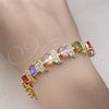 Pulsera Tennis 03.206.0007.13.07 Oro Laminado, con Zirconia Cubica Multicolor, Pulido, Tono Dorado (Grosor 11 MM, 7 Pulgadas de Largo)