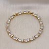 Pulsera Tennis 03.206.0004.8.07 Oro Laminado, con Blanca Zirconia Cubica, Pulido, Tono Dorado (06 MM Thickness, 7 Inches Length)