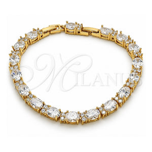 Pulsera Tennis 03.206.0004.8.07 Oro Laminado, con Blanca Zirconia Cubica, Pulido, Tono Dorado (06 MM Thickness, 7 Inches Length)