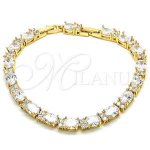 Pulsera Tennis 03.206.0004.8.07 Oro Laminado, con Blanca Zirconia Cubica, Pulido, Tono Dorado (06 MM Thickness, 7 Inches Length)
