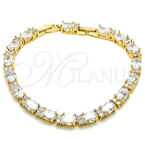 Pulsera Tennis 03.206.0004.8.07 Oro Laminado, con Blanca Zirconia Cubica, Pulido, Tono Dorado (06 MM Thickness, 7 Inches Length)