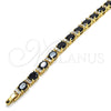 Pulsera Elegante 03.206.0004.9.07 Oro Laminado, con Negro and Blanca Zirconia Cubica, Pulido, Tono Dorado (06 MM Thickness, 7 Inches Length)