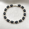 Pulsera Elegante 03.206.0004.9.07 Oro Laminado, con Negro and Blanca Zirconia Cubica, Pulido, Tono Dorado (06 MM Thickness, 7 Inches Length)