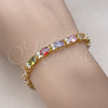 Pulsera Tennis 03.206.0004.10.07 Oro Laminado, con Multicolor Zirconia Cubica, Pulido, Tono Dorado (06 MM Thickness, 7 Inches Length)