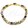 Pulsera Tennis 03.206.0004.10.07 Oro Laminado, con Multicolor Zirconia Cubica, Pulido, Tono Dorado (06 MM Thickness, 7 Inches Length)
