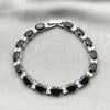 Pulsera Tennis 03.206.0004.12.07 Rodio Laminado, con Zirconia Cubica Negro y Blanca, Pulido, Rodinado (Grosor 06 MM, 7 Pulgadas de Largo)