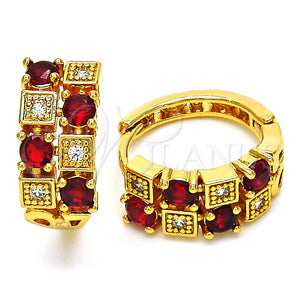 Argolla Huggie 02.266.0031.20 Oro Laminado, con Granate and Blanca Zirconia Cubica, Pulido, Tono Dorado