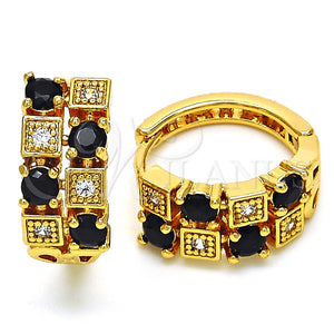 Argolla Huggie 02.266.0031.1.20 Oro Laminado, con Negro and Blanca Zirconia Cubica, Pulido, Tono Dorado