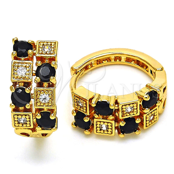 Argolla Huggie 02.266.0031.1.20 Oro Laminado, con Negro and Blanca Zirconia Cubica, Pulido, Tono Dorado