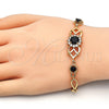 Pulsera Elegante 03.266.0027.1.08 Oro Laminado, con Negro and Blanca Zirconia Cubica, Pulido, Tono Dorado (06 MM Thickness, 8 Inches Length)
