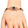 Pulsera Elegante 03.266.0027.1.08 Oro Laminado, con Negro and Blanca Zirconia Cubica, Pulido, Tono Dorado (06 MM Thickness, 8 Inches Length)