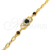 Pulsera Elegante 03.266.0027.1.08 Oro Laminado, con Negro and Blanca Zirconia Cubica, Pulido, Tono Dorado (06 MM Thickness, 8 Inches Length)