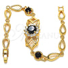 Pulsera Elegante 03.266.0027.1.08 Oro Laminado, con Negro and Blanca Zirconia Cubica, Pulido, Tono Dorado (06 MM Thickness, 8 Inches Length)