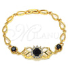 Pulsera Elegante 03.266.0027.1.08 Oro Laminado, con Negro and Blanca Zirconia Cubica, Pulido, Tono Dorado (06 MM Thickness, 8 Inches Length)