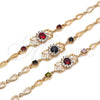 Pulsera Elegante 03.266.0027.1.08 Oro Laminado, con Negro and Blanca Zirconia Cubica, Pulido, Tono Dorado (06 MM Thickness, 8 Inches Length)