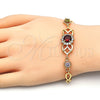 Pulsera Elegante 03.266.0027.2.08 Oro Laminado, con Multicolor Zirconia Cubica, Pulido, Tono Dorado (8 Inches Length)