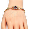 Pulsera Elegante 03.266.0027.2.08 Oro Laminado, con Multicolor Zirconia Cubica, Pulido, Tono Dorado (8 Inches Length)