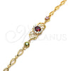 Pulsera Elegante 03.266.0027.2.08 Oro Laminado, con Multicolor Zirconia Cubica, Pulido, Tono Dorado (8 Inches Length)