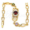 Pulsera Elegante 03.266.0027.2.08 Oro Laminado, con Multicolor Zirconia Cubica, Pulido, Tono Dorado (8 Inches Length)