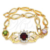 Pulsera Elegante 03.266.0027.2.08 Oro Laminado, con Multicolor Zirconia Cubica, Pulido, Tono Dorado (8 Inches Length)
