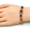 Pulsera Elegante 03.266.0028.07 Oro Laminado, con Granate and Blanca Zirconia Cubica, Pulido, Tono Dorado (08 MM Thickness, 7 Inches Length)