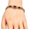 Pulsera Elegante 03.266.0028.07 Oro Laminado, con Granate and Blanca Zirconia Cubica, Pulido, Tono Dorado (08 MM Thickness, 7 Inches Length)