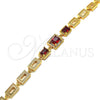 Pulsera Elegante 03.266.0028.07 Oro Laminado, con Granate and Blanca Zirconia Cubica, Pulido, Tono Dorado (08 MM Thickness, 7 Inches Length)