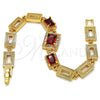 Pulsera Elegante 03.266.0028.07 Oro Laminado, con Granate and Blanca Zirconia Cubica, Pulido, Tono Dorado (08 MM Thickness, 7 Inches Length)