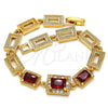 Pulsera Elegante 03.266.0028.07 Oro Laminado, con Granate and Blanca Zirconia Cubica, Pulido, Tono Dorado (08 MM Thickness, 7 Inches Length)