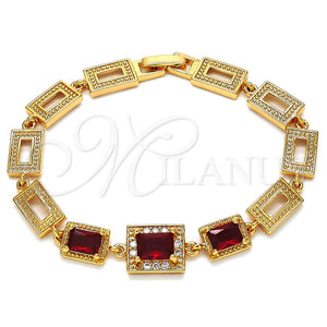 Pulsera Elegante 03.266.0028.07 Oro Laminado, con Granate and Blanca Zirconia Cubica, Pulido, Tono Dorado (08 MM Thickness, 7 Inches Length)