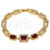 Pulsera Elegante 03.266.0028.07 Oro Laminado, con Granate and Blanca Zirconia Cubica, Pulido, Tono Dorado (08 MM Thickness, 7 Inches Length)