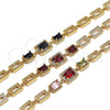 Pulsera Elegante 03.266.0028.07 Oro Laminado, con Granate and Blanca Zirconia Cubica, Pulido, Tono Dorado (08 MM Thickness, 7 Inches Length)