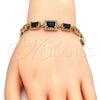 Pulsera Elegante 03.266.0028.1.07 Oro Laminado, con Negro and Blanca Zirconia Cubica, Pulido, Tono Dorado (08 MM Thickness, 7 Inches Length)