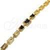 Pulsera Elegante 03.266.0028.1.07 Oro Laminado, con Negro and Blanca Zirconia Cubica, Pulido, Tono Dorado (08 MM Thickness, 7 Inches Length)