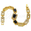 Pulsera Elegante 03.266.0028.1.07 Oro Laminado, con Negro and Blanca Zirconia Cubica, Pulido, Tono Dorado (08 MM Thickness, 7 Inches Length)